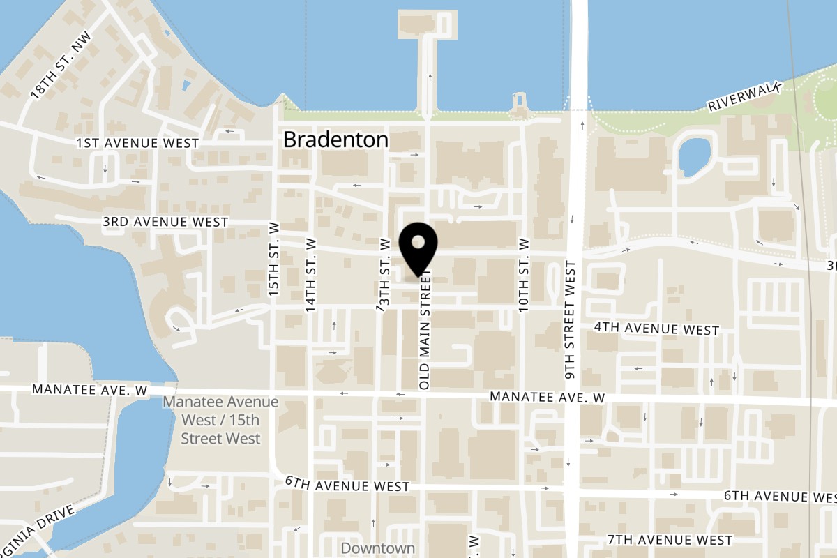 Map showing the location of Jaxx Wing Co Bradenton on 316 12th St W in Bradenton